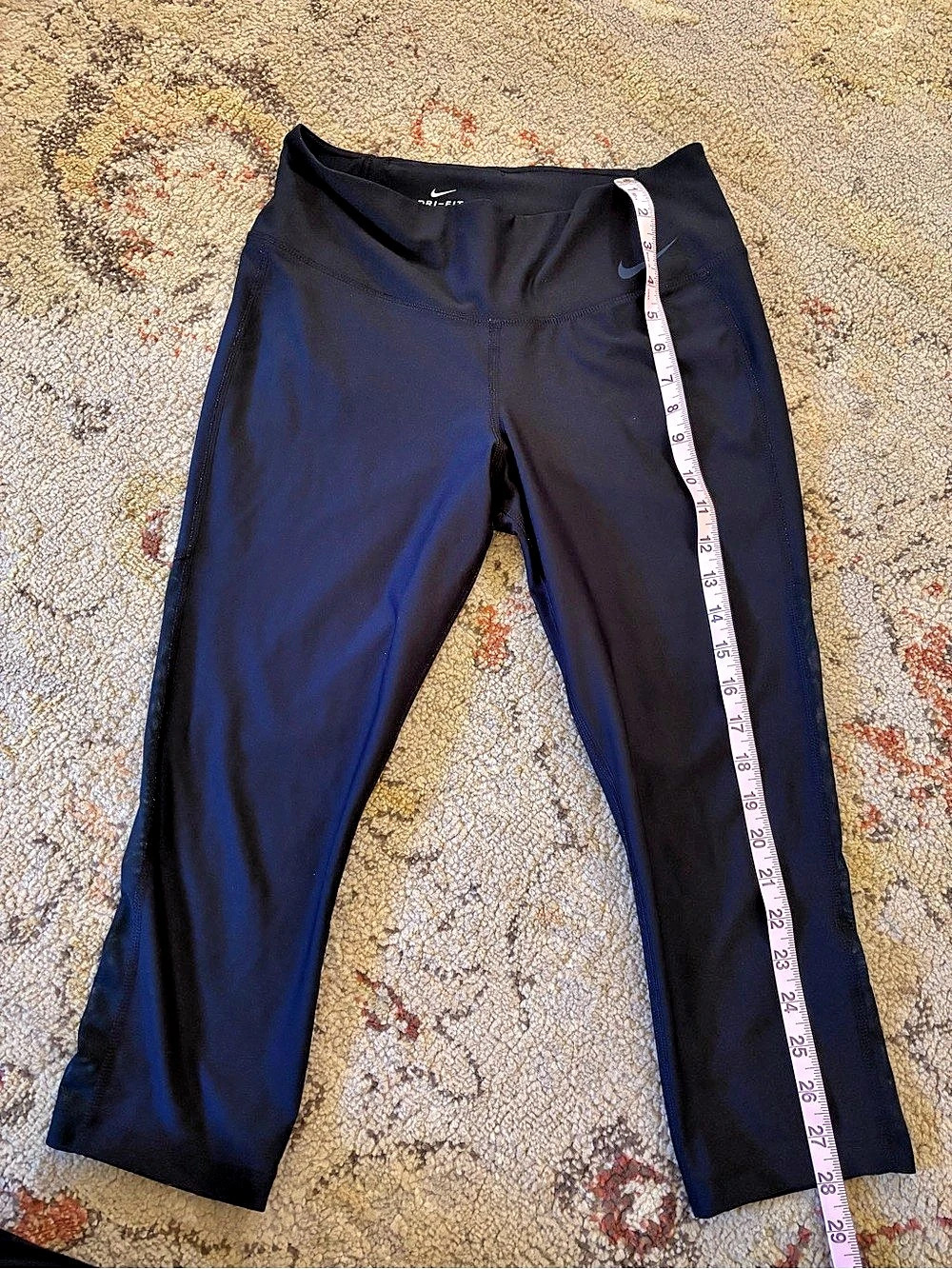 Nike Pro Mid-Rise Crop Mesh Panel Leggings Medium Black